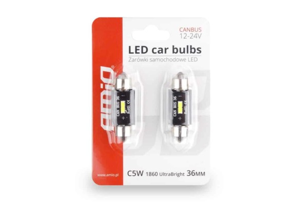 LED žiarovky CANBUS 1860 1SMD UltraBright Festoon C5W C10W C3W 36mm White 12V/24V – Obrázok 2