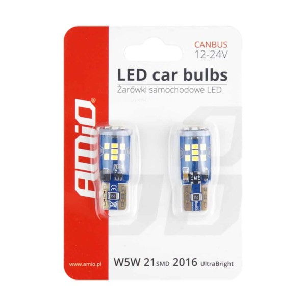 LED žiarovky CANBUS 21SMD UltraBright 2016 T10 W5W White 12V/24V – Obrázok 3