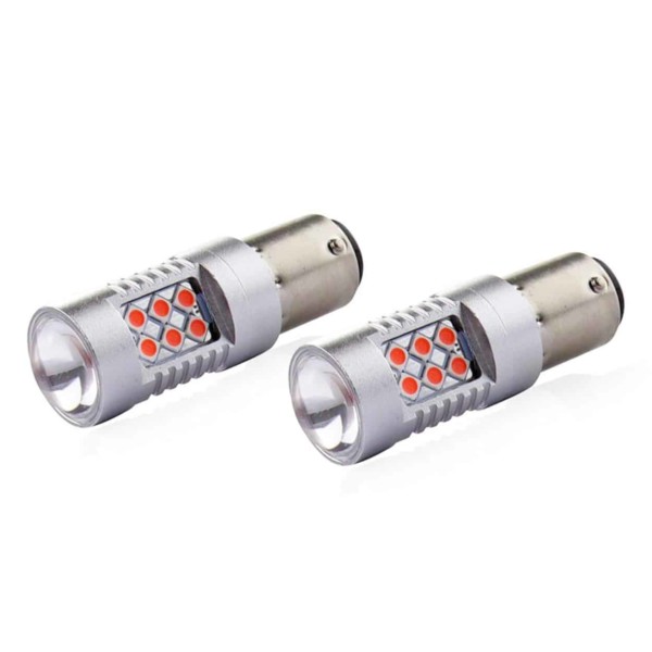 LED žiarovky CANBUS 3030 24SMD 1157 BAY15D P21/5W Red 12V/24V – Obrázok 2