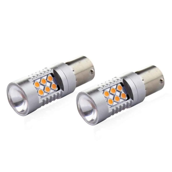 LED žiarovky CANBUS 3030 24SMD 1156 BAU15S PY21W Oranžová 12V/24V – Obrázok 2
