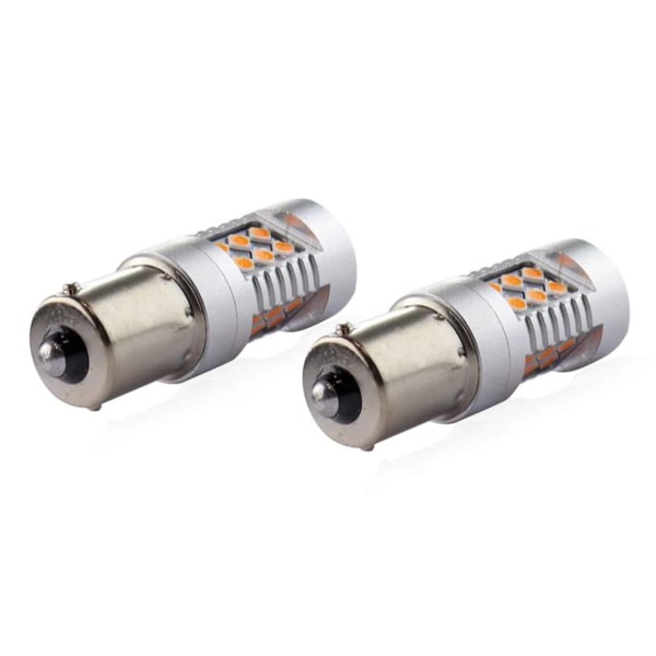 LED žiarovky CANBUS 3030 24SMD 1156 BAU15S PY21W Oranžová 12V/24V – Obrázok 3