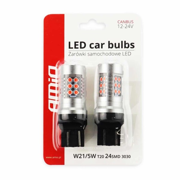 LED žiarovky CANBUS 24SMD 3030 1157 T20 7443 21/5W Červená 12V/24V – Obrázok 4