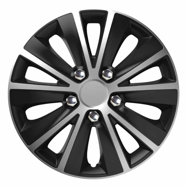 Puklica Rapide NC 14 "SILVER & BLACK (čierno- strieborná) s chromovými skrutkami