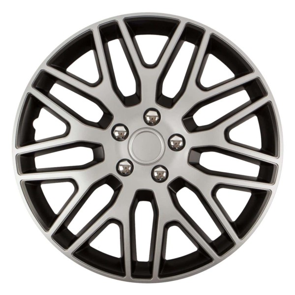 Puklica DAKAR NC 16" SILVER & BLACK (čierno- strieborná) s chrómovými skrutkami