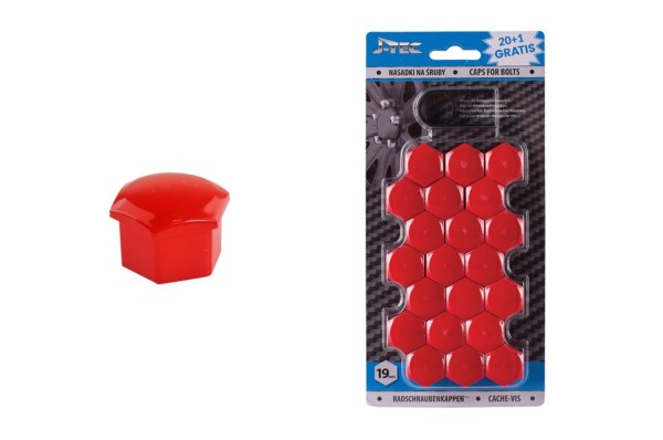 Sada krytiek pre skrutky kolies 19 mm - červené