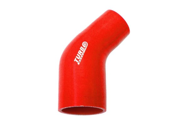 Redukované Silikónové koleno TurboWorks  červené 45° 63-76mm