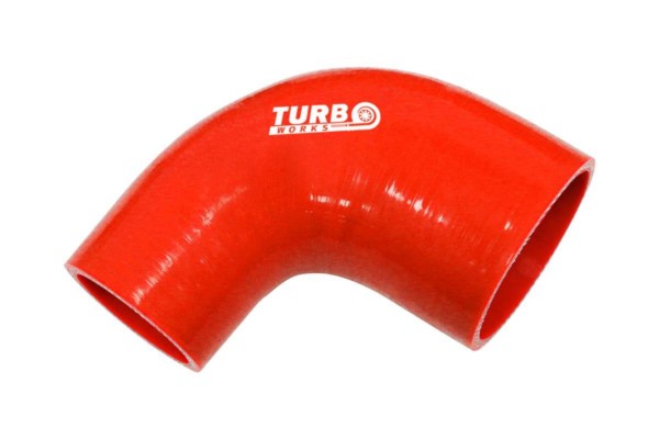Redukčné Silikónové koleno TurboWorks Červené 90° 76-102mm