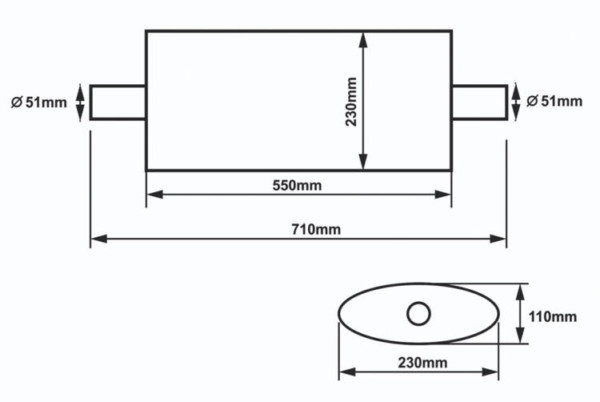 Stredový tlmič výfuku 51mm SLIDE 304SS 550mm – Obrázok 2