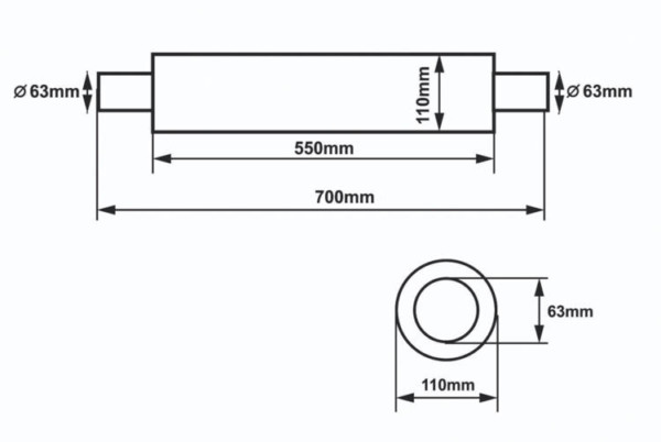 Stredový tlmič výfuku 63,5mm SLIDE RS 304SS 550mm – Obrázok 2