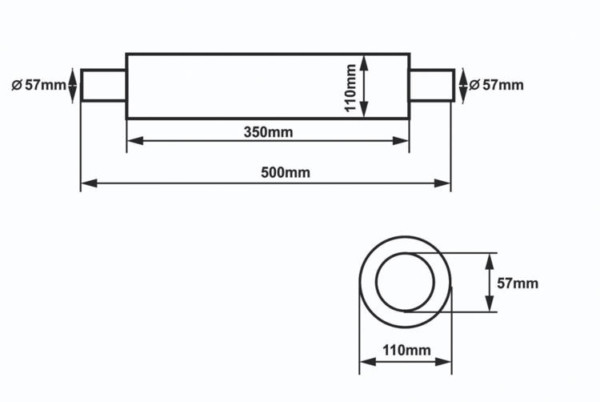 Stredový tlmič výfuku 57mm SLIDE RS 304SS 350mm – Obrázok 2