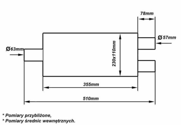 Stredový tlmič výfuku 63,5-57mm TurboWorks LT 304SS 355mm – Obrázok 5
