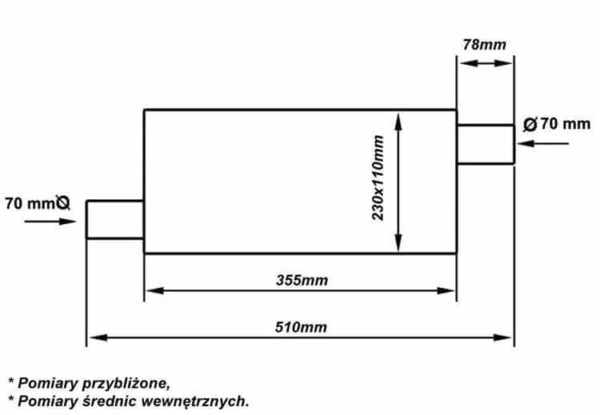 Stredový tlmič výfuku 70mm TurboWorks LT 304SS 355mm – Obrázok 5