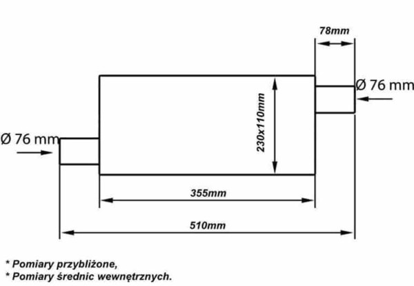Stredový tlmič výfuku 76mm TurboWorks LT 409SS 355mm – Obrázok 5