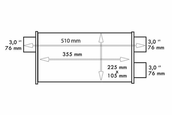 Zadný stredový tlmič výfuku 76mm TurboWorks LT 409SS 355mm – Obrázok 5