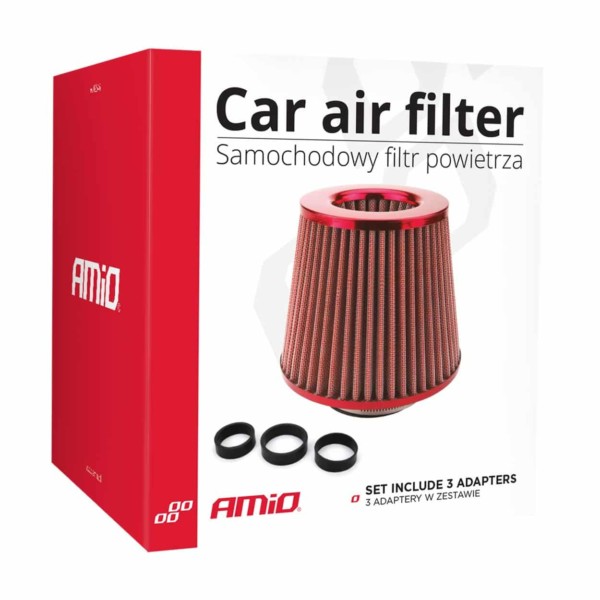 Športový vzduchový filter Červený + 3 adaptéry – Obrázok 4