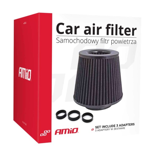 Športový vzduchový filter Čierny + 3 adaptéry – Obrázok 4