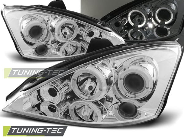 Predné svetlá FORD FOCUS 10.98-10.01 ANGEL EYES chróm
