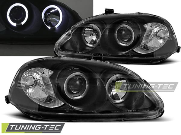 Predné svetlá HONDA CIVIC 09.95-02.99 ANGEL EYES BLACK