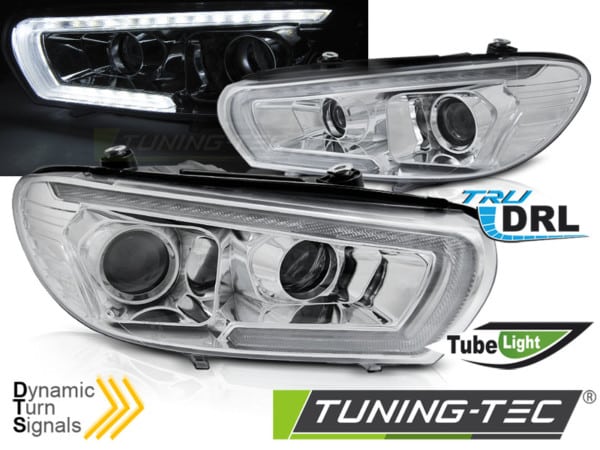 Predné svetlá TUBE SEQ LED chróm vhodné pre VW SCIROCCO 08-04.14