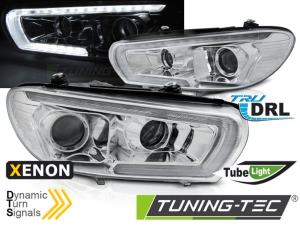 XEONON Predné svetlá TUBE SEQ LED chróm vhodné pre VW SCIROCCO 08-04.14