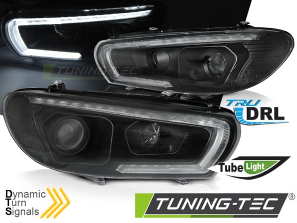 Predné svetlá TUBE SEQ LED BLACK vhodné pre VW SCIROCCO 14-17