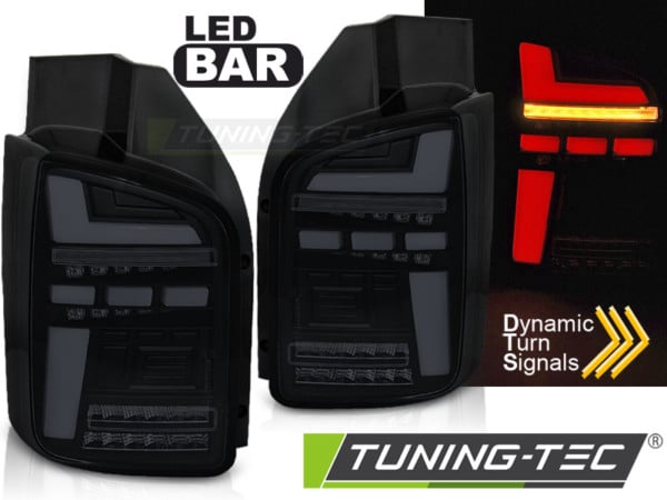 Zadné svetlá VW T5 04.03-09 čierne dymové FULL LED SEQ INDICATOR