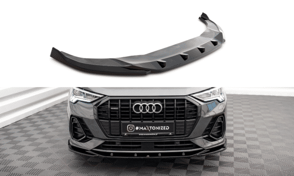 MAXTON DESIGN - Spoiler pod predný nárazník V.1 AUDI Q3 S-LINE F3, Čierny lesk