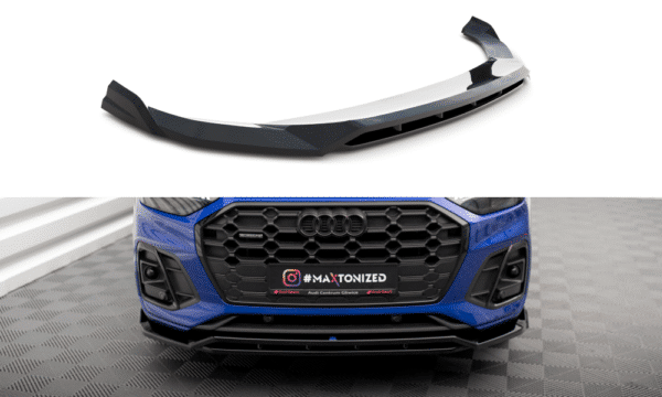 MAXTON DESIGN - Spoiler pod predný nárazník V.1 AUDI SQ5 / Q5 S-LINE SUV / SPORTBACK MK2 FACELIFT, Čierny lesk