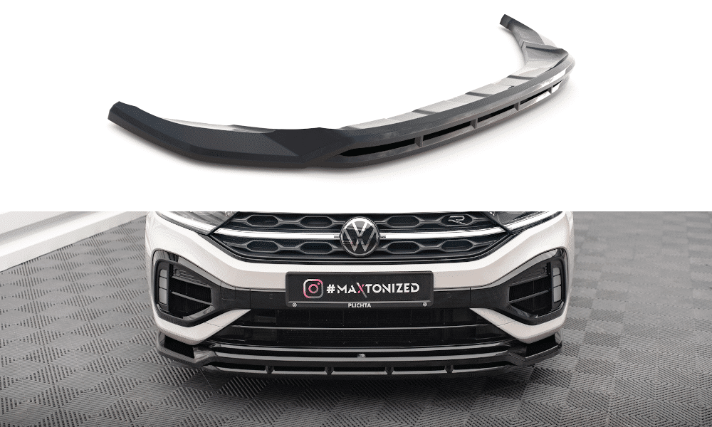 MAXTON DESIGN - Spoiler pod predný nárazník V.1 VOLKSWAGEN T-ROC R MK1 FACELIFT, Čierny lesk