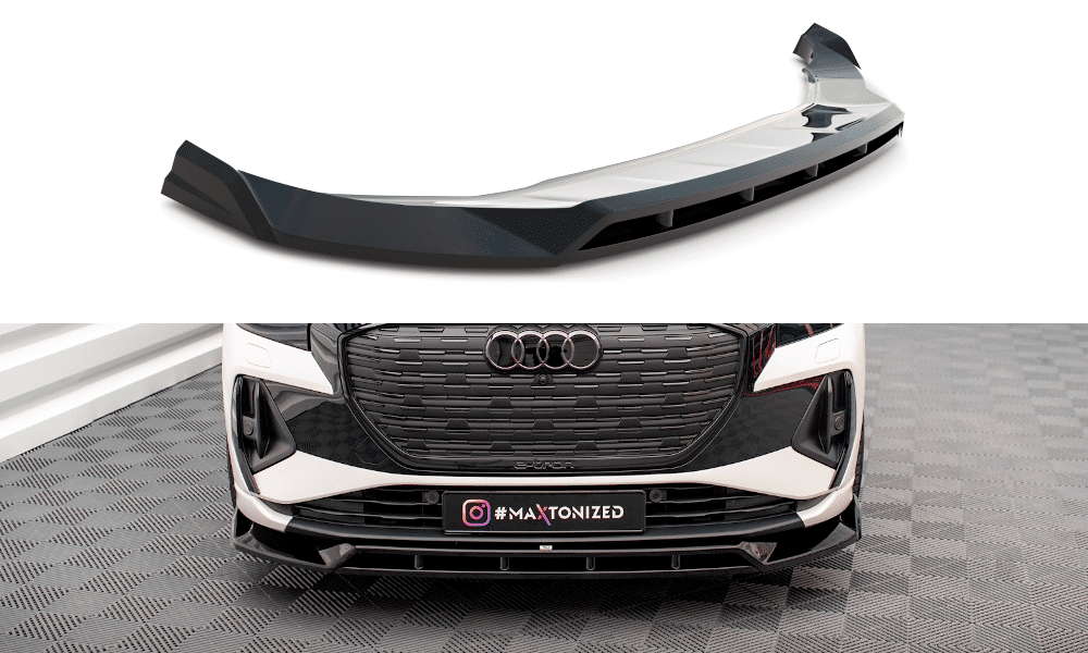 MAXTON DESIGN - Spoiler pod predný nárazník V.2 AUDI Q4 E-TRON SPORTBACK MK1, Čierny lesk