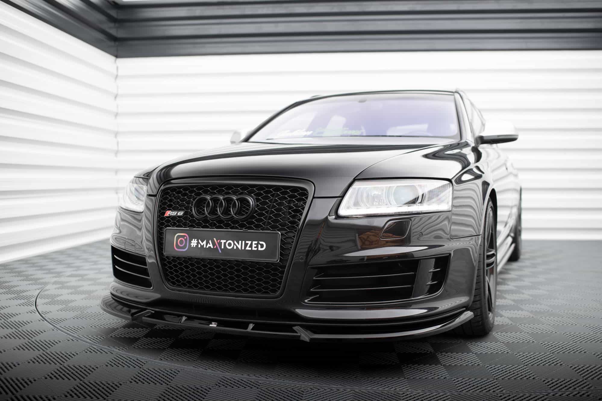 MAXTON DESIGN - Spoiler pod predný nárazník V.2 AUDI RS6 AVANT C6, Čierny lesk – Obrázok 4