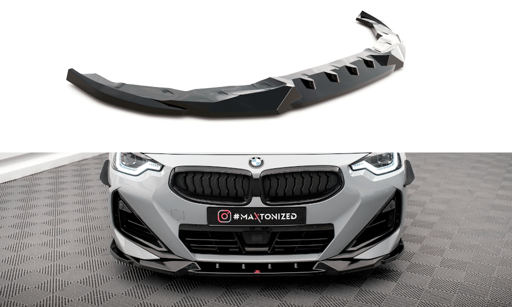 MAXTON DESIGN - Spoiler pod predný nárazník V.2 vhodné pre BMW 2 COUPE M-PACK / M240I G42, Čierny lesk