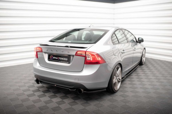 MAXTON DESIGN - Bočné difúzory zadného nárazníka VOLVO S60 R-DESIGN MK2, Čierny lesk – Obrázok 2