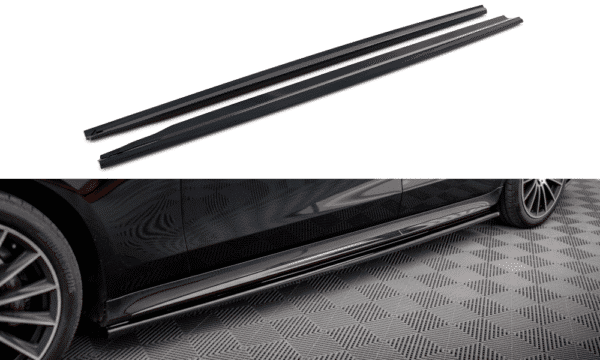 MAXTON DESIGN - Lišty pod bočné prahy MERCEDES-BENZ S Long AMG-LINE W223, Čierny lesk