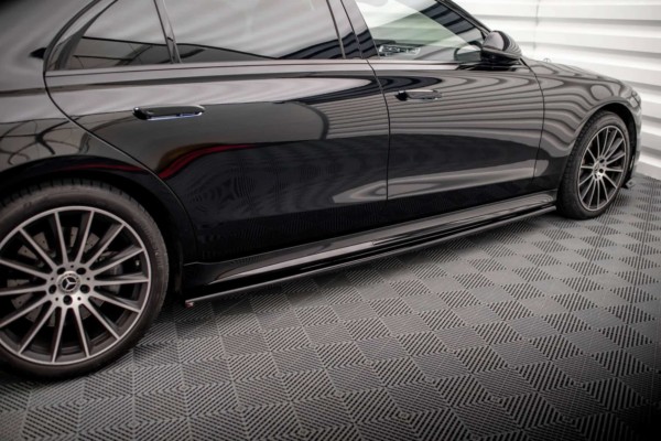 MAXTON DESIGN - Lišty pod bočné prahy MERCEDES-BENZ S Long AMG-LINE W223, Čierny lesk – Obrázok 2