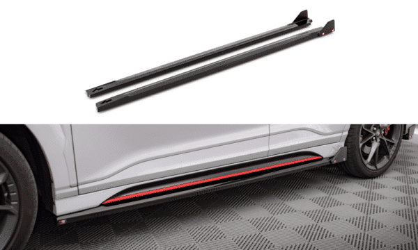 MAXTON DESIGN - Lišty pod bočné prahy V.1 HYUNDAI KONA N MK1, Čierny lesk