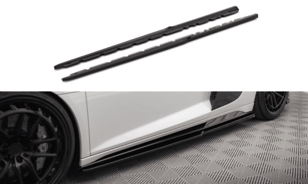 MAXTON DESIGN - Lišty pod bočné prahy V.2 AUDI R8 MK2 FACELIFT, Čierny lesk