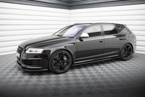 MAXTON DESIGN - Lišty pod bočné prahy V.2 AUDI RS6 AVANT C6, Čierny lesk – Obrázok 2