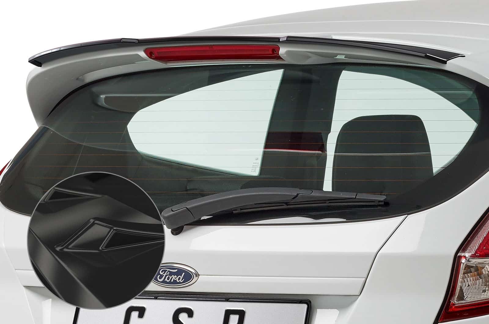 Spoiler kufra pre Ford Fiesta MK7 ST / ST, matná čiernaine HF676, čierny lesk