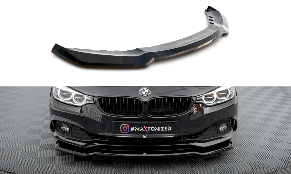 MAXTON DESIGN - Spoiler pod predný nárazník V.1 vhodné pre BMW 4 GRAN COUPE F36, Čierny lesk