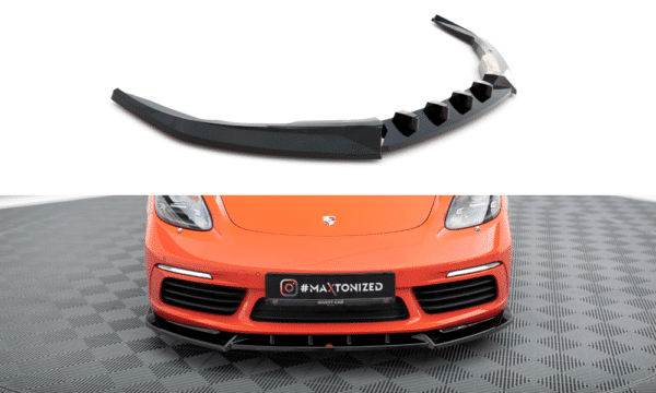 MAXTON DESIGN - Spoiler pod predný nárazník V.1 PORSCHE 718 CAYMAN 982C, Čierny lesk
