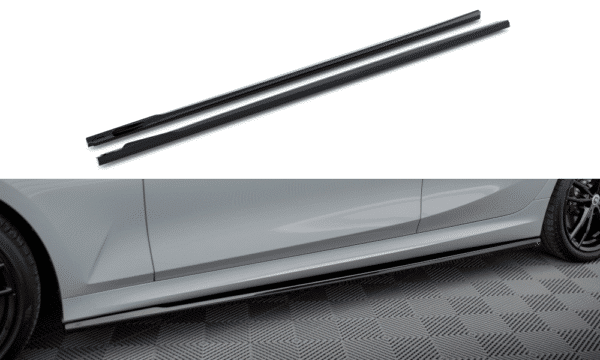 MAXTON DESIGN - Lišty pod bočné prahy BMW 3 M340I / M-PACK G20 / G21 FACELIFT, Čierny lesk