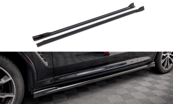 MAXTON DESIGN - Lišty pod bočné prahy V.2 vhodné pre BMW X4 M-PACK G02, Čierny lesk