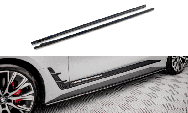 MAXTON DESIGN - Lišty pod bočné prahy V.2 vhodné pre BMW I4 M-PACK G26, Čierny lesk