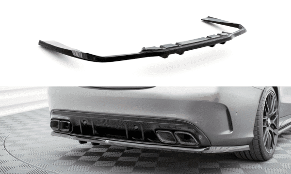 MAXTON DESIGN - Spoiler pod zadný nárazník  V.2 MERCEDES-AMG C63 SEDAN / COMBI W205 FACELIFT, Čierny lesk