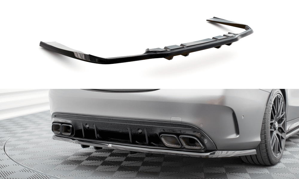 MAXTON DESIGN - Spoiler pod zadný nárazník  V.2 MERCEDES-AMG C63 SEDAN / COMBI W205 FACELIFT, Čierny lesk