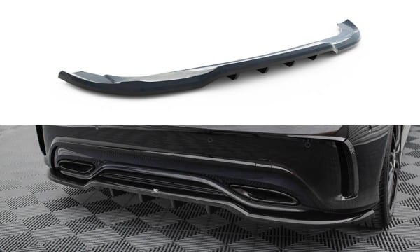 MAXTON DESIGN - Spoiler pod zadný nárazník s rebrovaním MERCEDES-BENZ A AMG-LINE W176 FACELIFT ,Čierny lesk