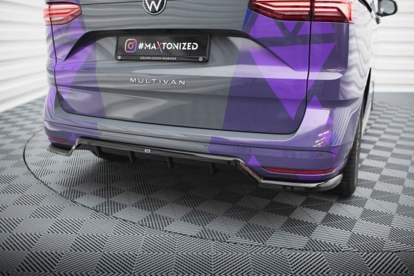 MAXTON DESIGN - Spoiler pod zadný nárazník s rebrovaním VOLKSWAGEN MULTIVAN T7,Čierny lesk – Obrázok 2