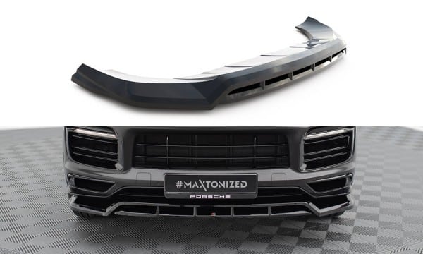 MAXTON DESIGN - Spoiler pod predný nárazník PORSCHE CAYENNE SPORT DESIGN MK3 ,Čierny lesk