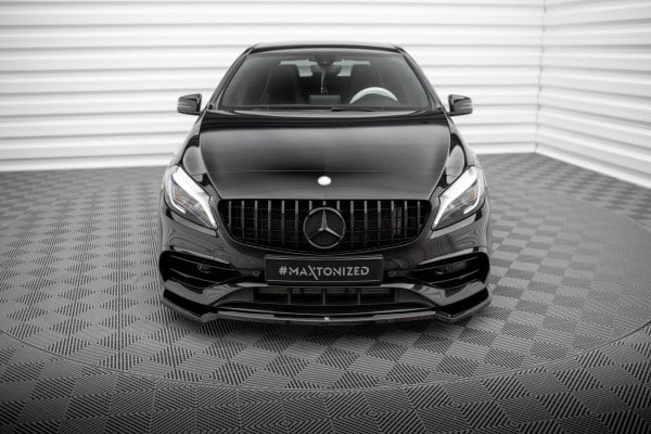 MAXTON DESIGN - Spoiler pod predný nárazník V.1 MERCEDES-BENZ A AMG-LINE W176 FACELIFT ,Čierny lesk – Obrázok 2